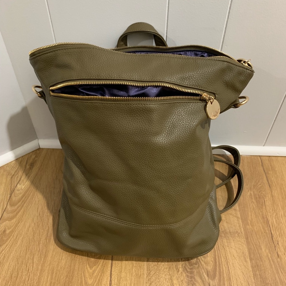 Neiman Marcus Convertible Backpack in Olive